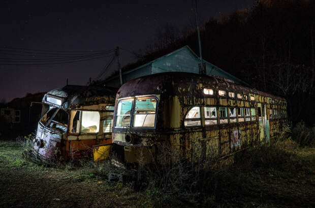 Abandoned Trolley Graveyard Abandoned Trolley Graveyard