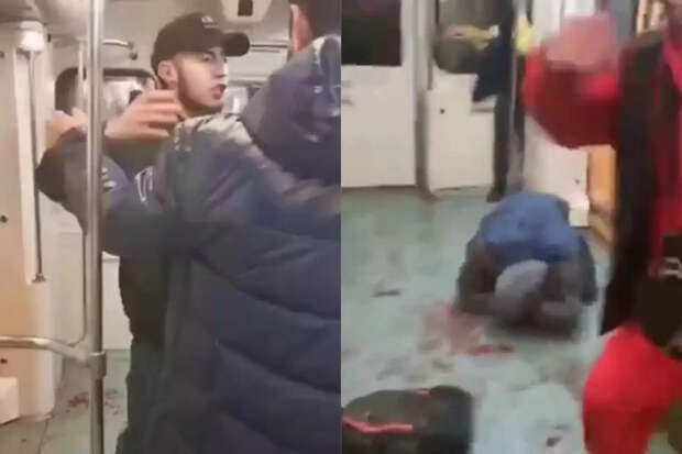 Напавшие на парня в метро.