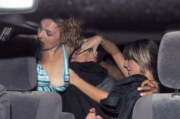 Ryan Lochte and friends in a taxi Ryan Lochte leaves Chinawhite nightclub