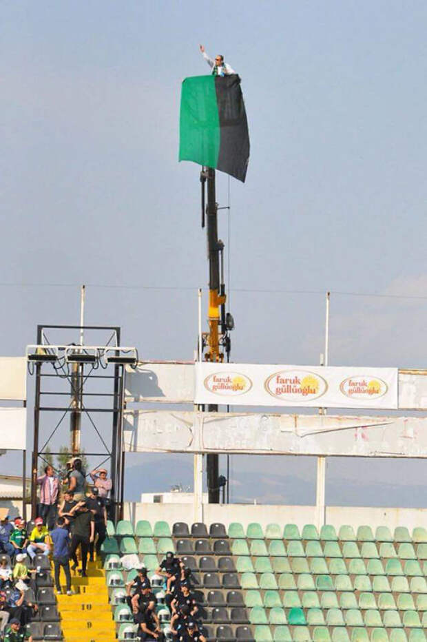 Fan Got A 1 Year Ban From The Stadium So Decides To Rent A Crane To Watch The Game