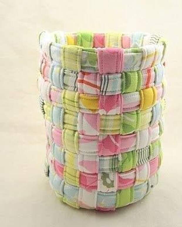 Плетём корзинку из полосок ткани 0