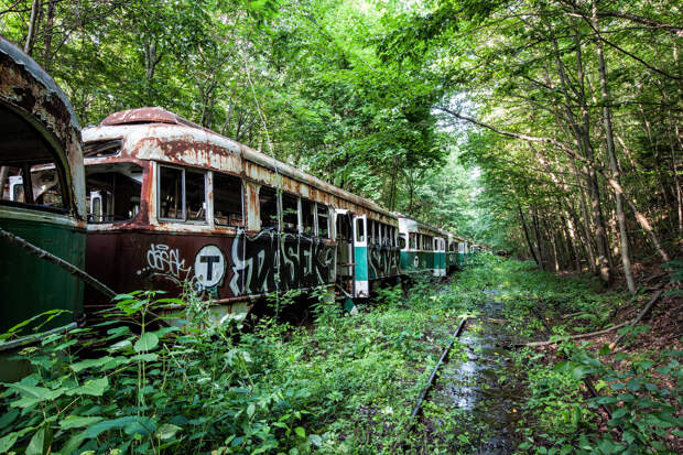 Abandoned Trolley Graveyard Abandoned Trolley Graveyard