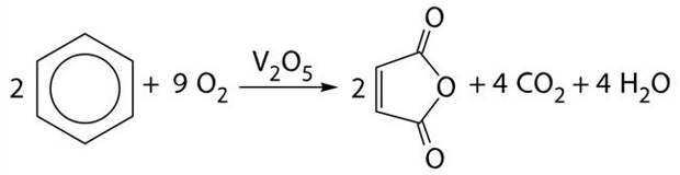 Реакция окисления в присутствии оксида ванадия