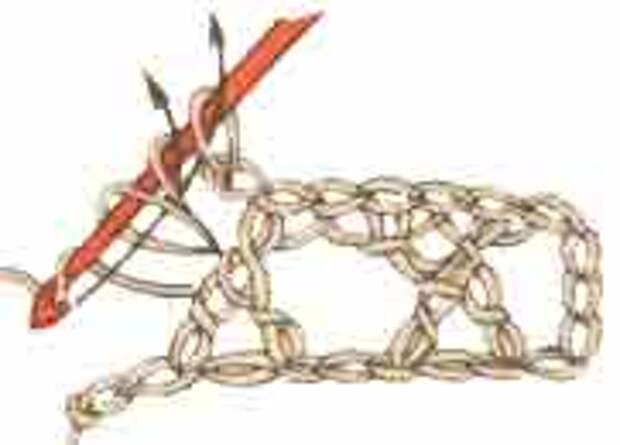 Вязание крючком. Скрещенный столбик с накидом.