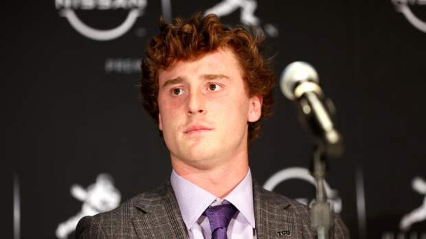 Max Duggan at the Heisman trophy ceremony.