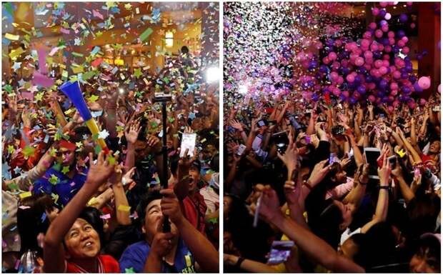 Манила. Конфетти и воздушные шарики города мира, новогодний, новый год, новый год 2018, празднование, фейерверк, фейерверки