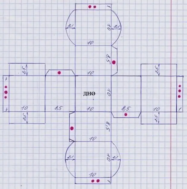 Схема сундука из бумаги
