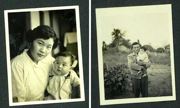 Маленькая Томоко с мамой и папой