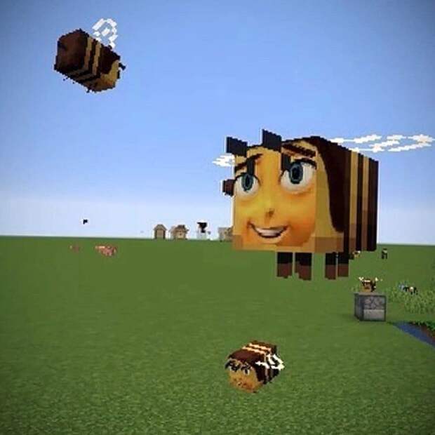 Пчелы в Майнкрафте - мемы и арты про пчел из Майнкрафта