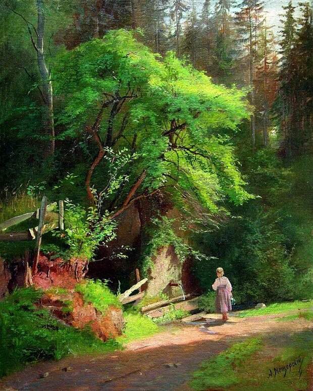 «У родника». (1870 год). Автор: А.И. Мещерский.