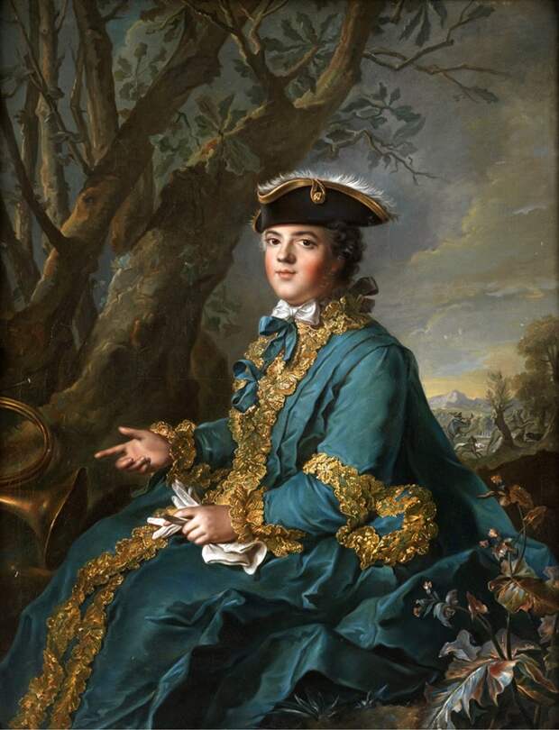 Мария-Луиза-Елизавета де Бурбон в охотничьем наряде.