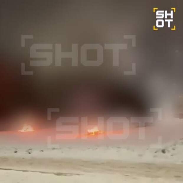 Горящие обломки БПЛА в Воронеже сняли на видео