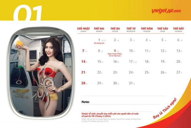 Стюардессы в бикини в календаре авиакомпании VietJet