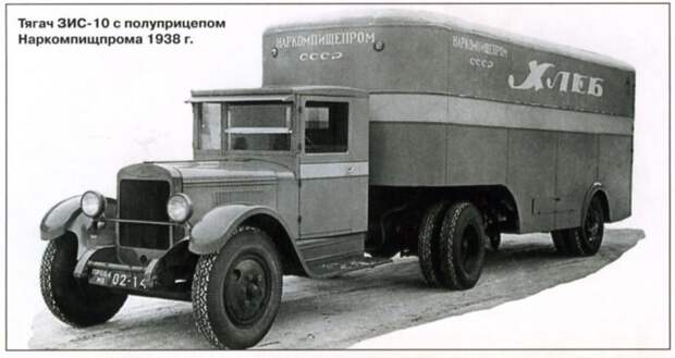 ЗИС-10 с полуприцепом Наркомпищпрома СССР, авто, автомобили, автофургон, грузовик, ретро техника, фургон, хлеб