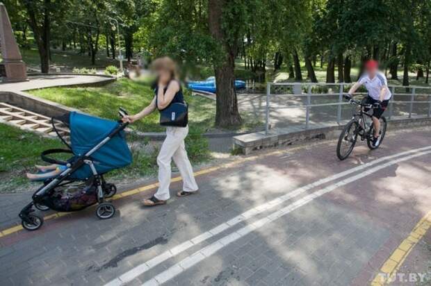Велодорожки для велосипедистов, а не для пешеходов с детскими колясками велодорожка, велосипедист, коляска, пешеход