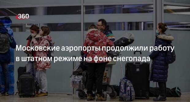 Московские аэропорты продолжили работу в штатном режиме на фоне снегопада