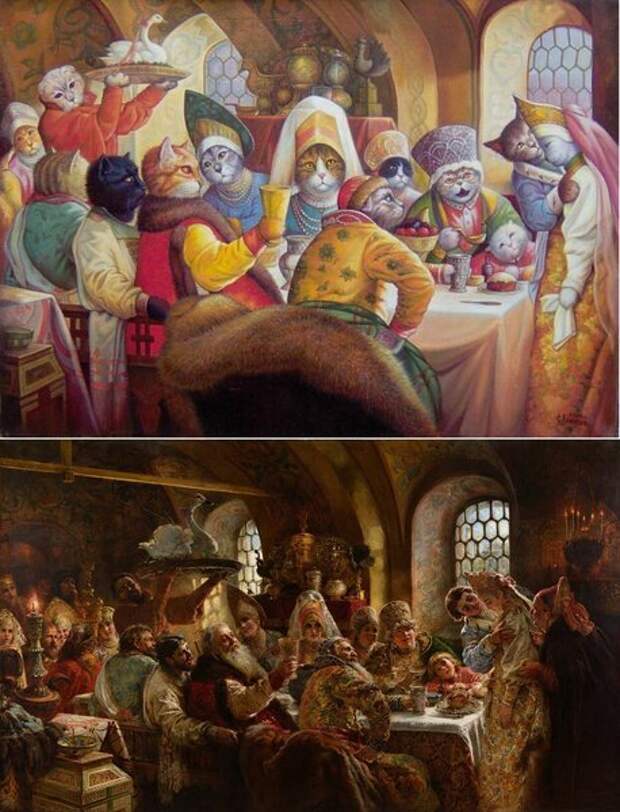 По мотивам картины Константина Маковского "Боярский свадебный пир".