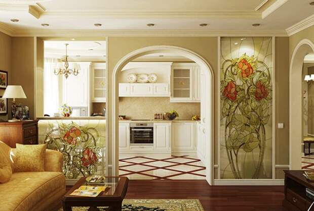 Витражи ассоциируются с церковью, а не жилой квартирой. / Фото: mydesignclub.info Витражи ассоциируются с церковью, а не жилой квартирой. / Фото: mydesignclub.info