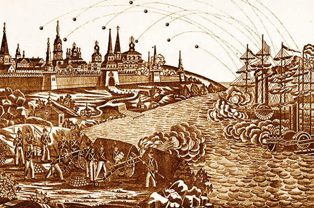Неизвестный художник. Нападение англичан на Соловецкий монастырь