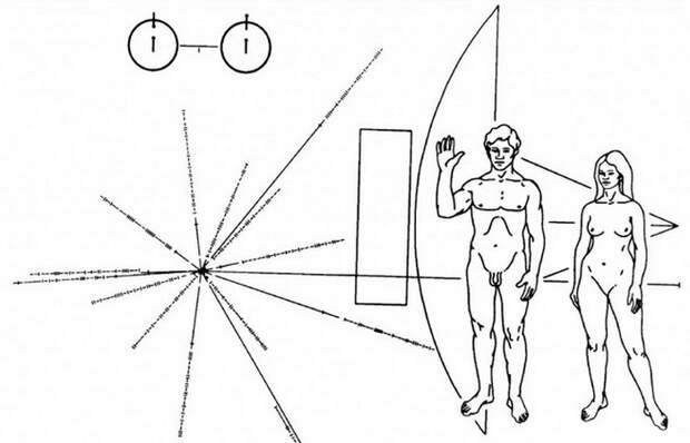 Рисунок на борту Pioneer 10. Рисунок на борту Pioneer 10.