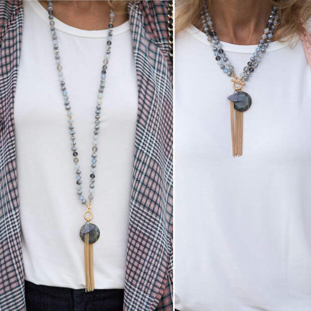 double strand gold tone necklace with pendant 