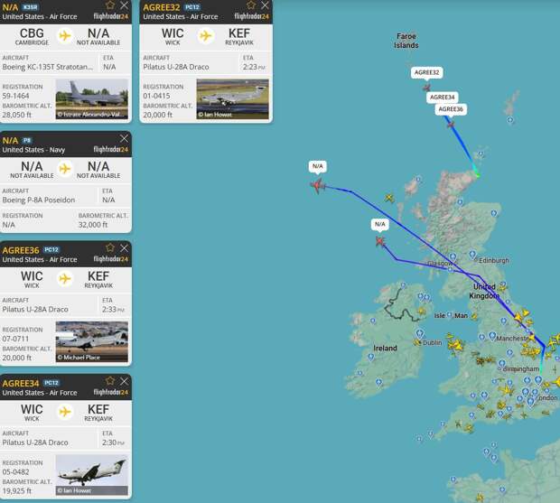В операции по захвату танкера «Маринера» задействована целая вереница самолётов