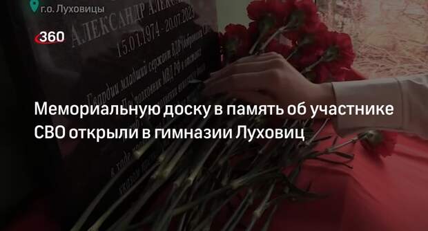 Мемориальную доску в память об участнике СВО открыли в гимназии Луховиц