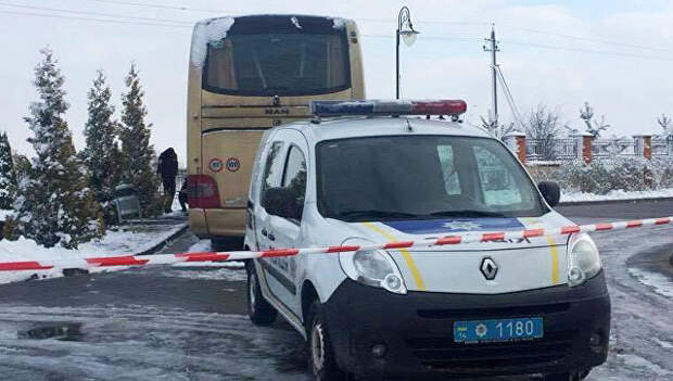 Польский автобус, поврежденный в Львовской области Украины