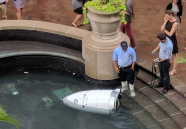 Американский робот-охранник вместо патрулирования предпочел утопиться в фонтане