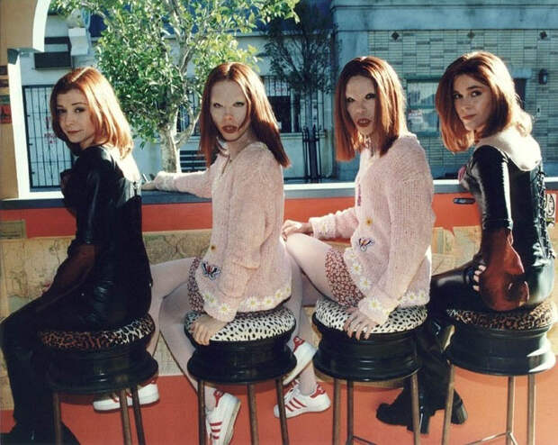 Элисон Ханниган и её дублеры на съемках сериала "Баффи - истребительница вампиров"    дублёр, знаменитость, кино