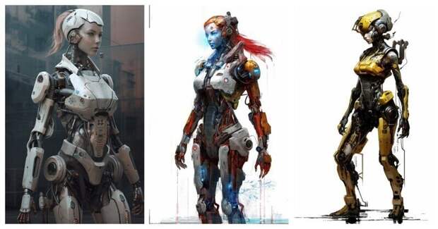 Женоподобные андроиды, нарисованные нейросетью