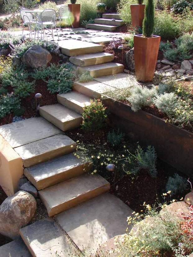идея садовой лестницы своими руками из бетона