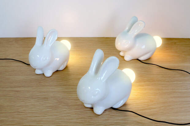 Симпатичные светильники в форме кроликов. 