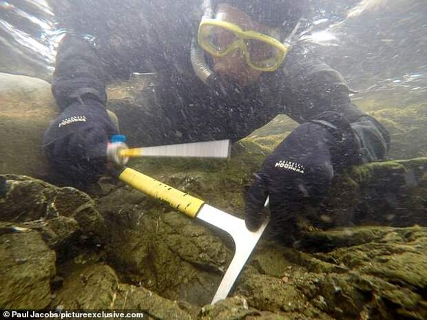 It was found using the method of sniping, which sees gold hunters lying face down in a river while wearing a snorkel and dry suit (stock image)