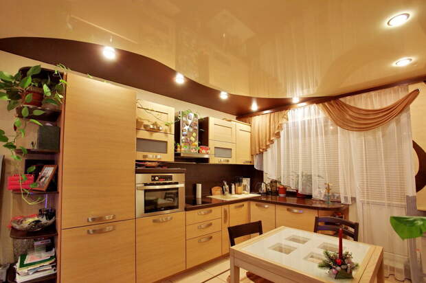Встроенные лампы на кухне
