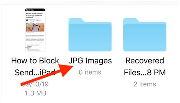 Choose the folder from Files app