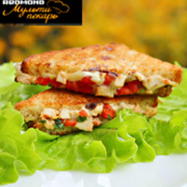 Горячий сэндвич с курицей, помидорами и сыром