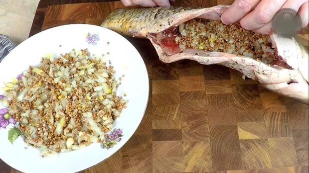 Сазан запечённый и фаршированный гречкой С дедом за обедом, Кулинария, Сазан, В духовке, Рыба, Вкусно, Видео, Длиннопост