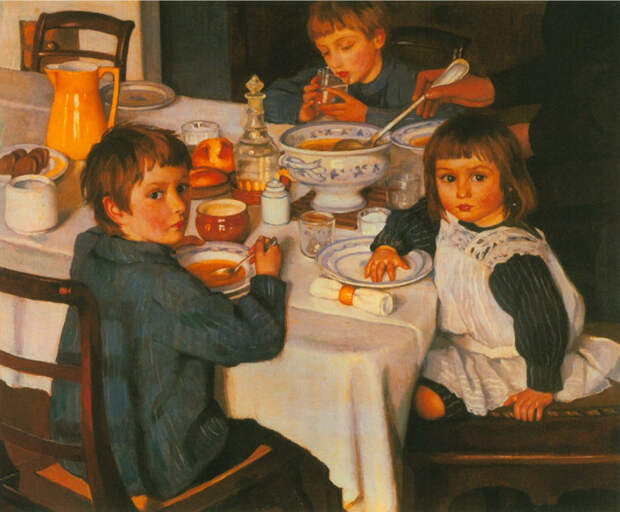 За обедом. 1914