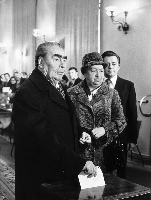 Leonid Brezhnev And His Wife Viktoria Brezhneva Voting In 1979