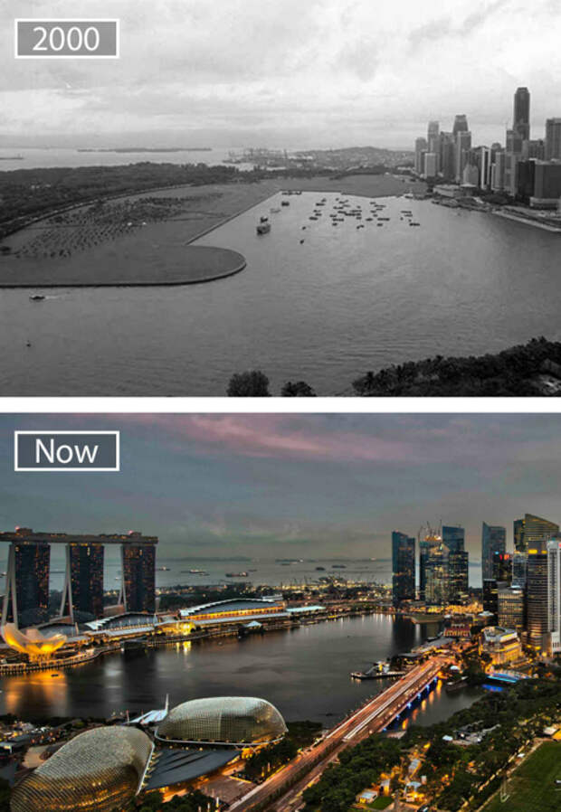 Сингапур шестнадцать лет назад и сейчас.