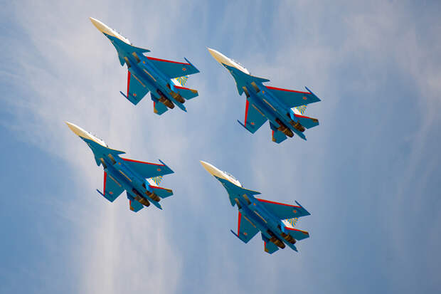 Пилотажная группа "Русские витязи" на Су-30СМ