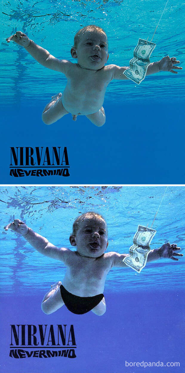 Nirvana, альбом Nevermind ближний восток, забавно, закрасить лишнее, постеры, реклама, саудовская аравия, скромность, цензура