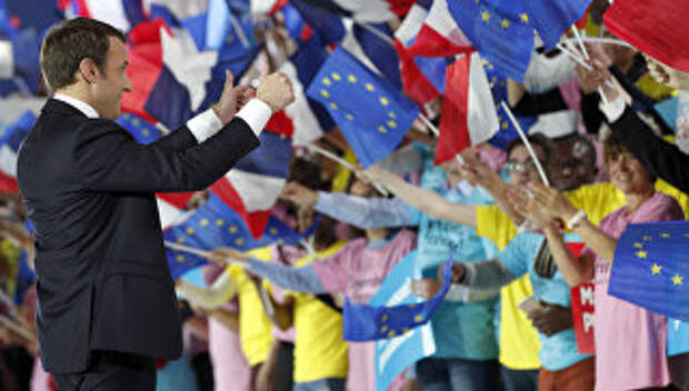 Кандидат в президенты Франции, лидер движения En Marche Эммануэль Макрон в Париже. 1 мая 2017 года