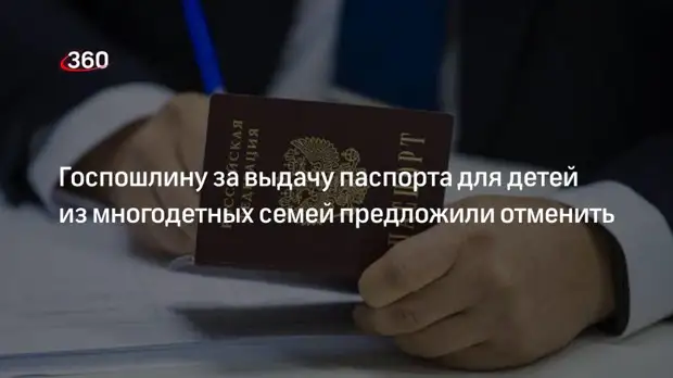 В Совфеде предложили отменить госпошлину за выдачу паспорта для детей из многодетных семей