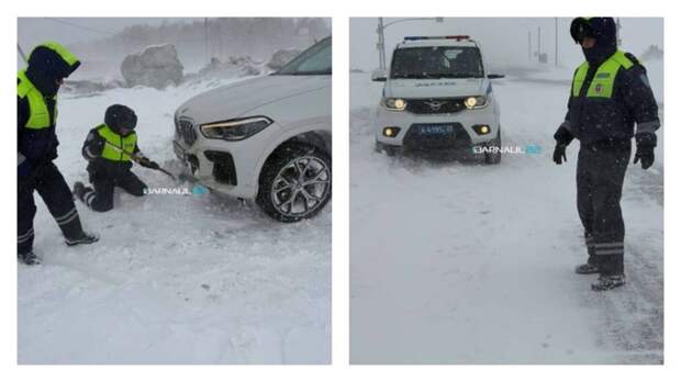 Водитель из Алтайского края поблагодарила инспекторов ДПС за помощь на дороге