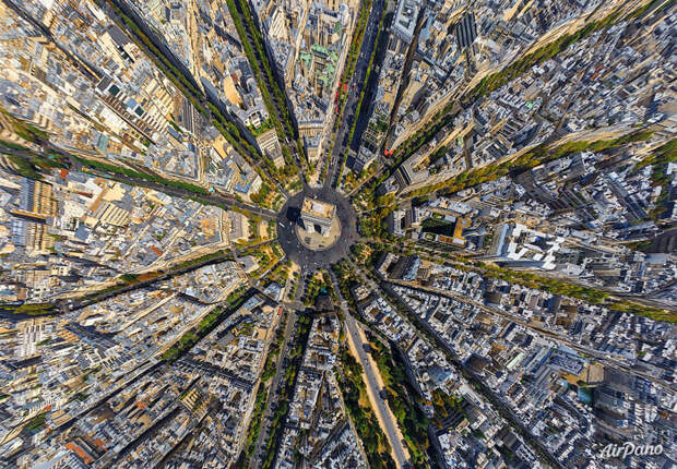 4. Триумфальная арка - Париж, Франция аэрофото, аэрофотосъемка, города мира, с высоты птичьего полета