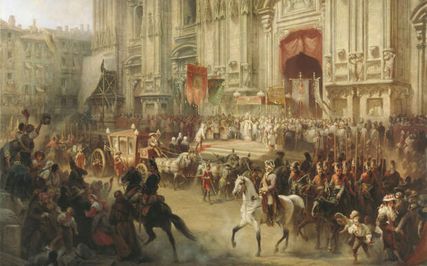 Торжественная встреча Суворова в Милане в апреле 1799 года. Художник А.Шарлемань Фото: © Wikipedia.org