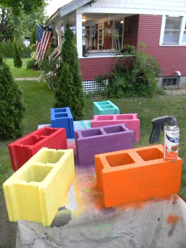 Theses would make great planters or maybe edging or?? Cinder Block Bench | Hometalk: 