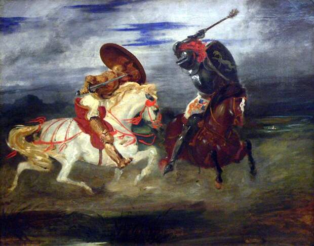 Сражение рыцарей, c.1824 - Эжен Делакруа - WikiArt.org